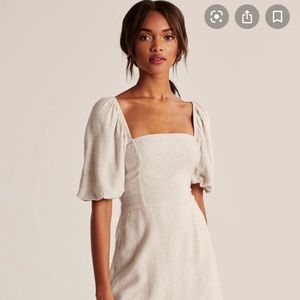 Beige Puff Sleeve Dress